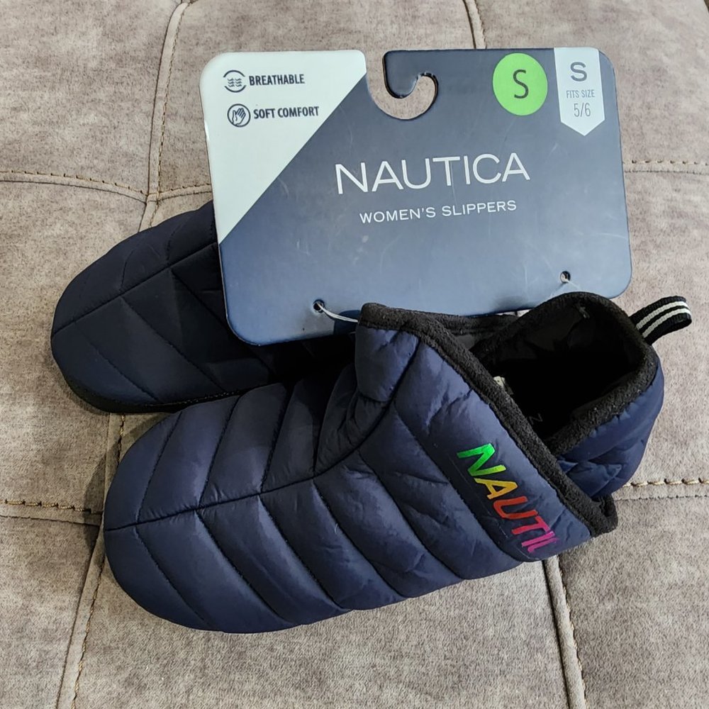 NWT Nautica Mavis Women's Blue Slippers Breathable Soft Comfort Small (5-6)